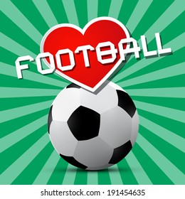 Love Football Theme on Retro Green Background 