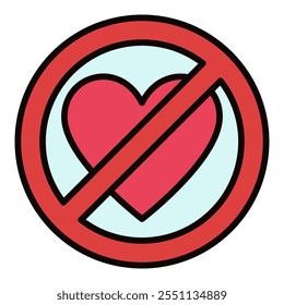 Love Forbidden - Broken Heart Ban vector concept colored icon or logo element