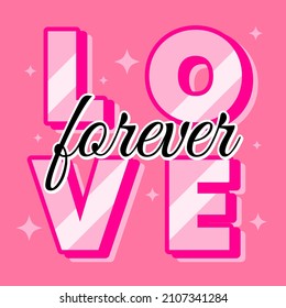 Love Forever Relationship Romantic Typography Web Banner Design Vector