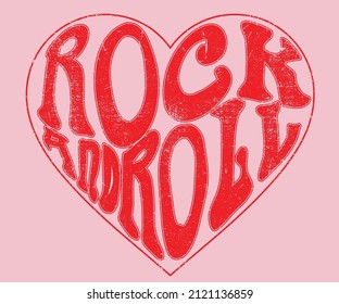 Love forever rock print design for t shirt, apparel, sticker, poster and others. Heart music band logo vector design.