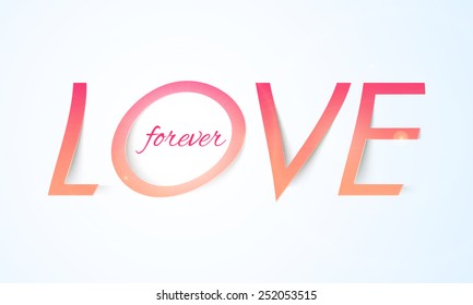 Love Forever text on blue background for Happy Valentines Day celebrations.