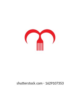 Love fork logo template vector icon design