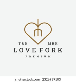 Love fork logo vector icon illustration hipster vintage retro .