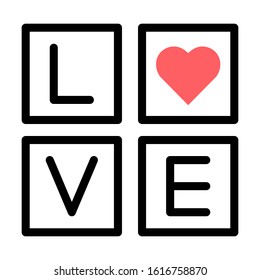 LOVE frame icon. Simple design. Line vector. Isolate on white background.