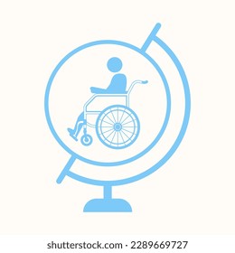 love frame wheelchair icon, icon for world disabled day