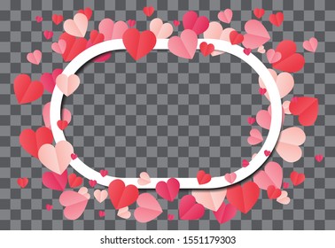 Love frame. White frame on abstract background with bubbles. Illustration of love and valentine day. Frame with bubbles float