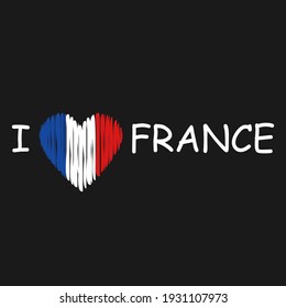 I love France background flag Heart logo icon sign Bastille day decorative concept National colorful design style Fashion print apparel greeting invitation card flyer poster banner cover sticker ad