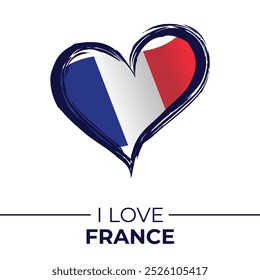 I Love France Banner with Flag in Heart. United Kingdom love Emblem Isolated on White Background. Vector, Illustration, Isolated, Love, Background.
