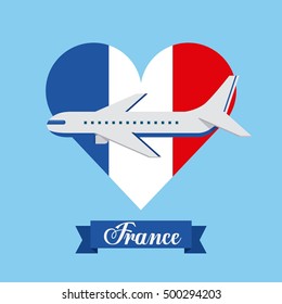 love france heart travel vector illustration design