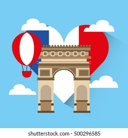 love france heart travel vector illustration design
