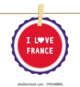 I lOVE FRANCE letter. Card for decoration.