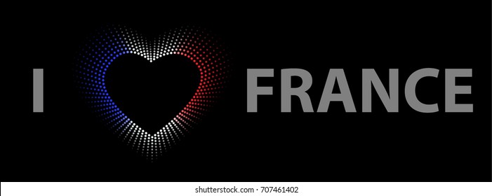 I love france sign on black background, vector illustration
