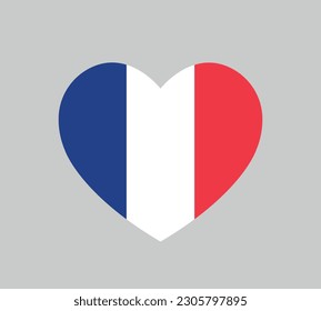 love France symbol, heart shape french flag icon, vector illustration