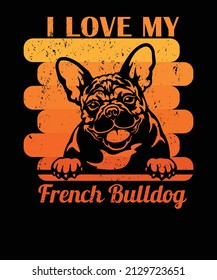 Love French Bulldog Vintage Tshirt Design