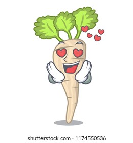 In love fresh parsnip roots on a mascot