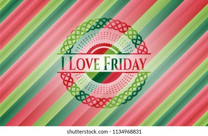 I Love Friday christmas colors style emblem.