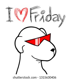 love Friday and dog illustration
