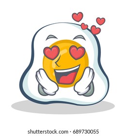 In love fried egg character cartoon