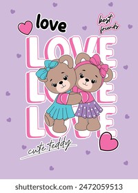 love friends so cute bear girl