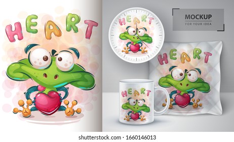 Love frog poster and merchandising. Vector eps 10