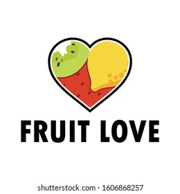 Love Fruit logo concept. Fresh Fruit logo vector.