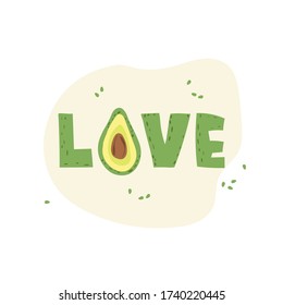 Love - funny lettering poster design. Vector illustration.