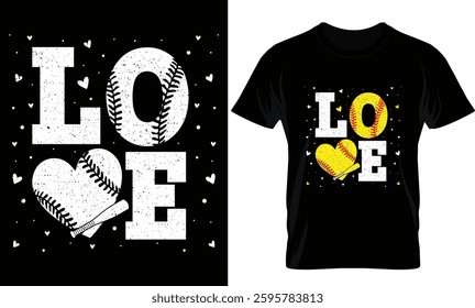 Love Funny Softball Player T-Shirt Design