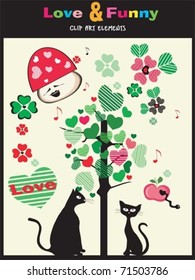 Love and funy set with cats.