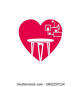 Love Furniture Logo Design Vector Template. Symbol and icon of home furnishings.