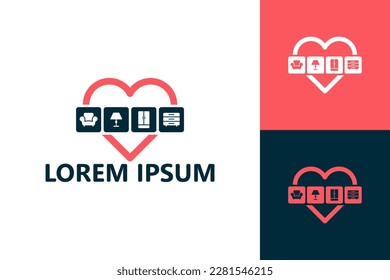 Love furniture logo template design vector