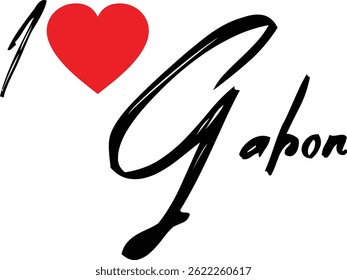 I Love Gabon Nom Country En Grunge Typographie Texte