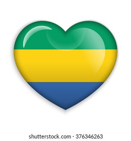  Love Gabon.  Flag Heart Glossy Button