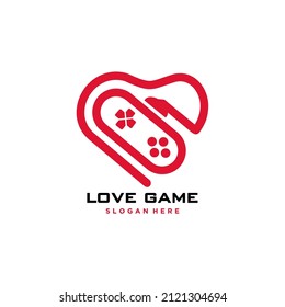 
love game logo. vector illustration of a combination of a heart with a game joystick. a unique image of a heart with a gamepad