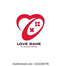 
love game logo. vector illustration of a combination of a heart with a game joystick. a unique image of a heart with a gamepad