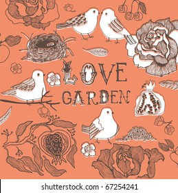 Love garden with birds
