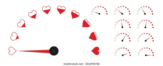 Medidor De Indicadores De Amor - Ilustraciones De Vectores - Aisladas En Fondo Blanco