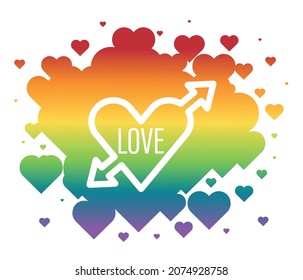 love is love.  Gay concept. LGBT community. Design template for poster, banner, web. Vector illustration,  background.