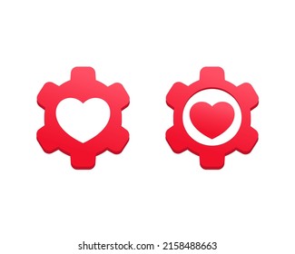Love gear sign symbol. Vector illustration