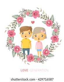 Love generation greeting card , vector, illustration