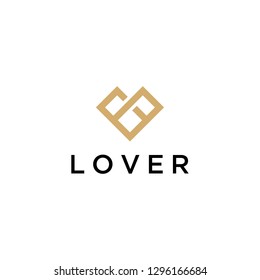 Love Geometric Heart Logo Design
