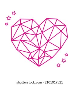 love geometry, heart vector illustration with pink line