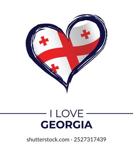 I Love Georgia Banner with Flag in Heart. Georgia love Emblem Isolated on White Background. Vector, Illustration, Isolated, Love, Background.