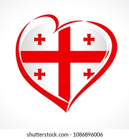 Love of Georgia, emblem in the form of a heart. Independence Day. Use for brochures, posters, logos, signs, elements. Georgia flag vector icon