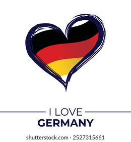 I Love Germany Banner with Flag in Heart. Germany love Emblem Isolated on White Background. Vector, Illustration, Isolated, Love, Background.