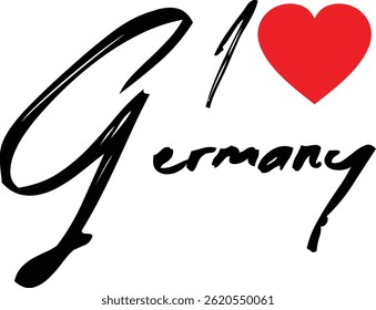 I Love Germany Country Name In Grunge Text Typography