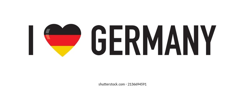 Me encanta Alemania - Diseño de bandera y texto aislado en un fondo blanco