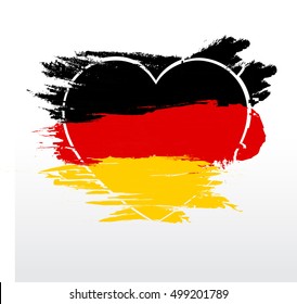 Love Germany grunge painted, heart shaped flag.