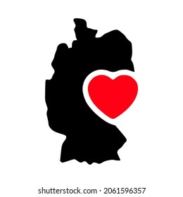 I love Germany, Germany map and heart symbol glyph icon