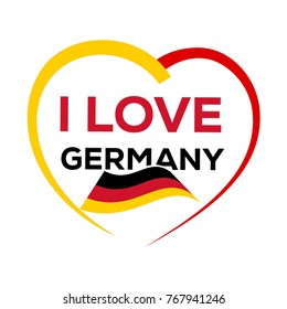 I love germany with outline of heart and german flag, icon design, isolated on white background.