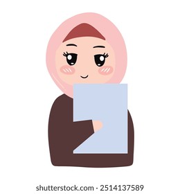love gesture hand with woman hijab character cartoon collection
